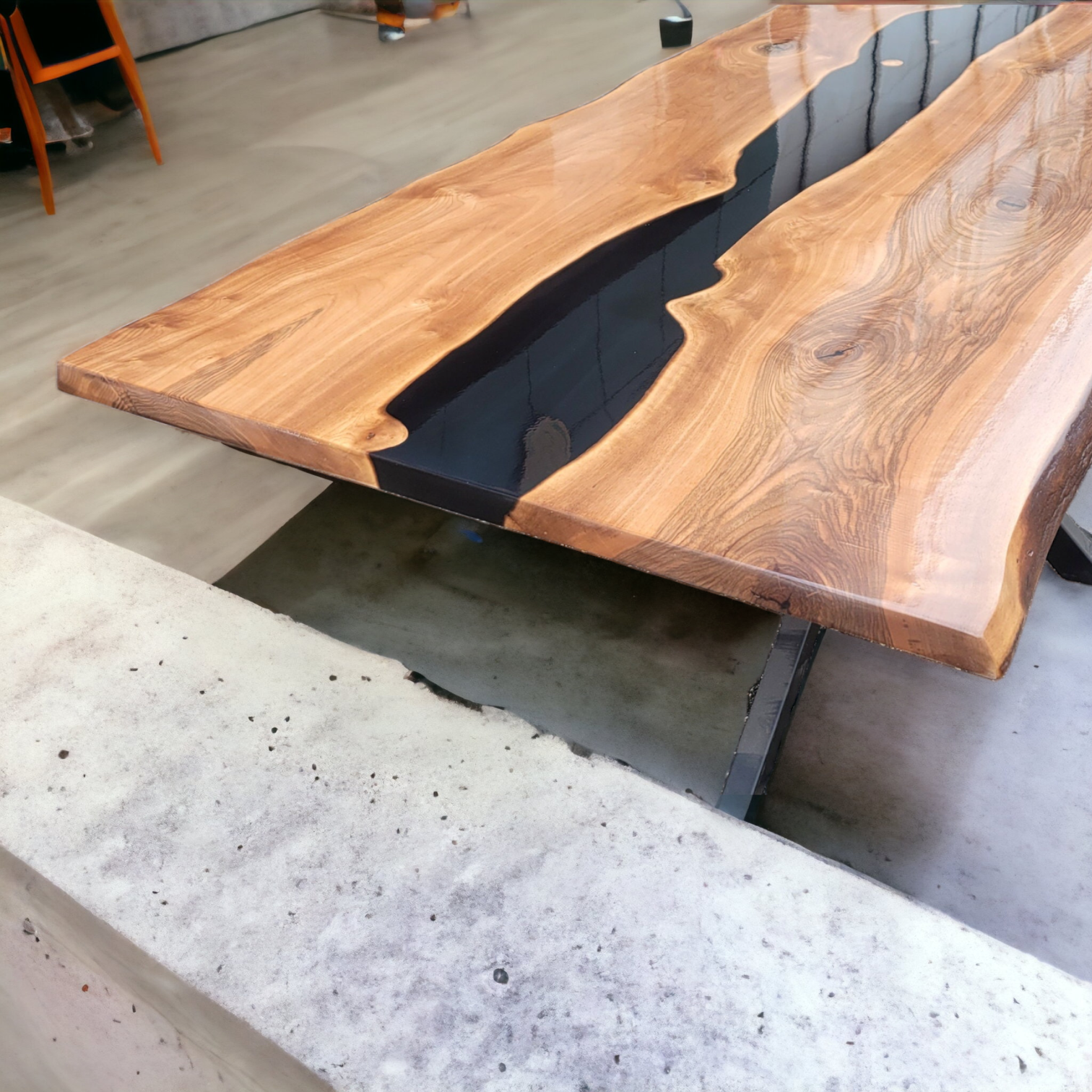 Black Walnut Epoxy Dining Table | Live Edge Walnut Resin River Table