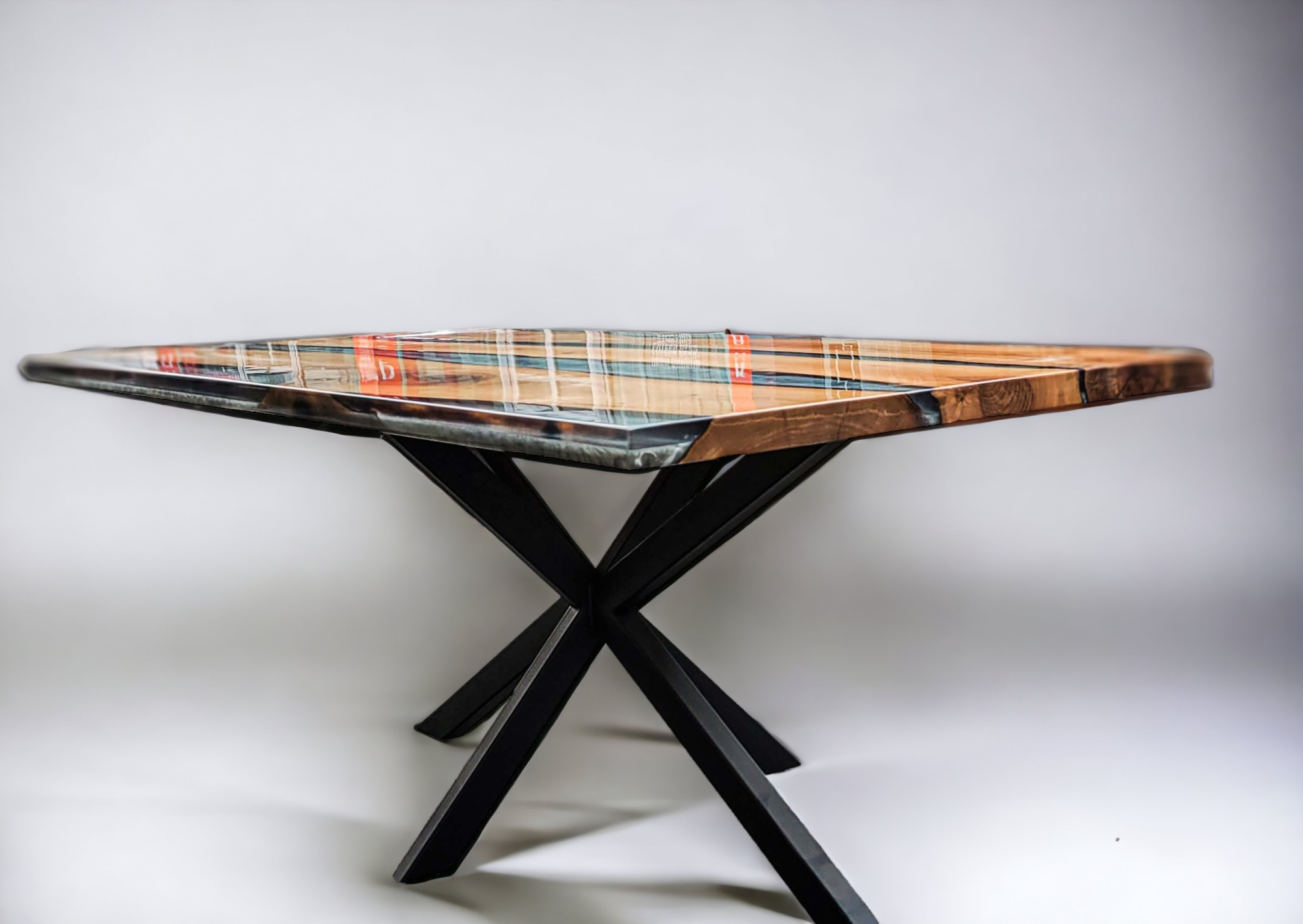 Resin River Grey Walnut Live Edge Table