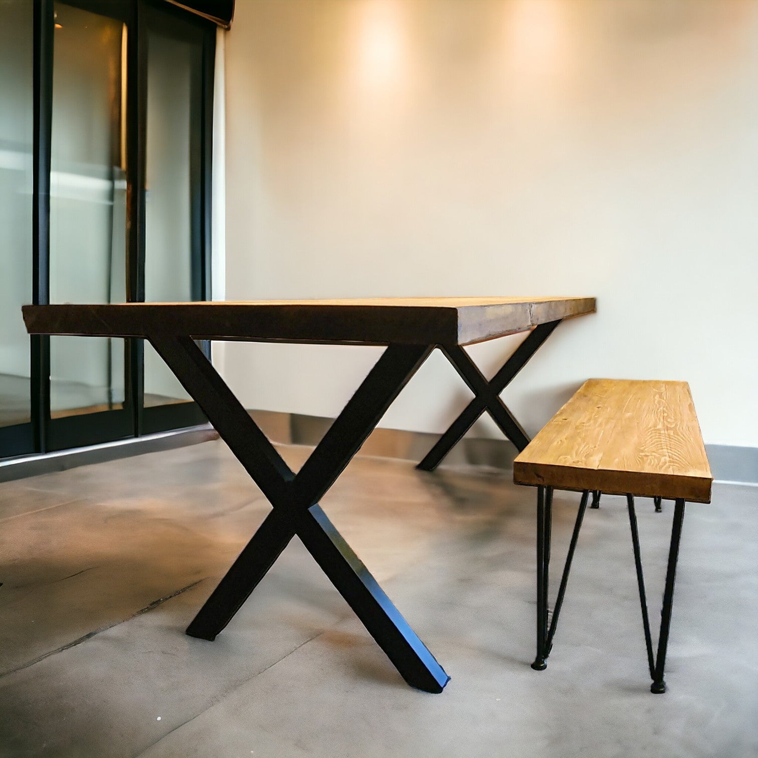 Solid Wood Bench | Industrial Bench | Pine Wood Dining Bench | Rustic Bench