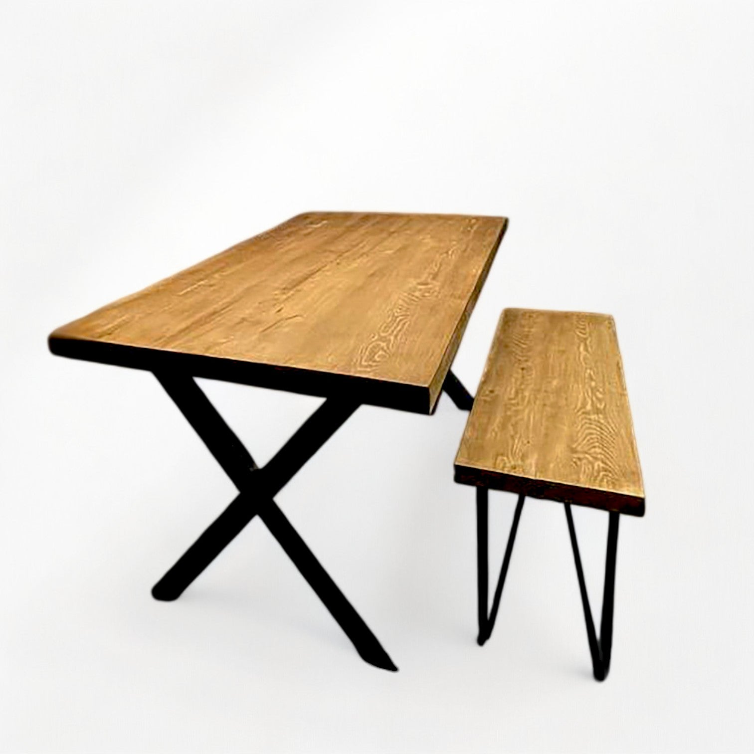 Solid Wood Bench | Industrial Bench | Pine Wood Dining Bench | Rustic Bench