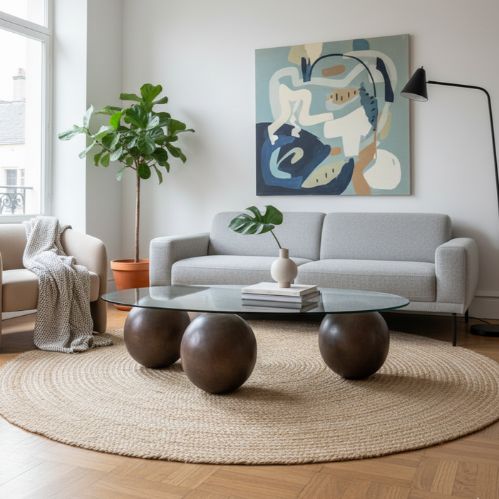 Kidney Shaped Glass Coffee Table