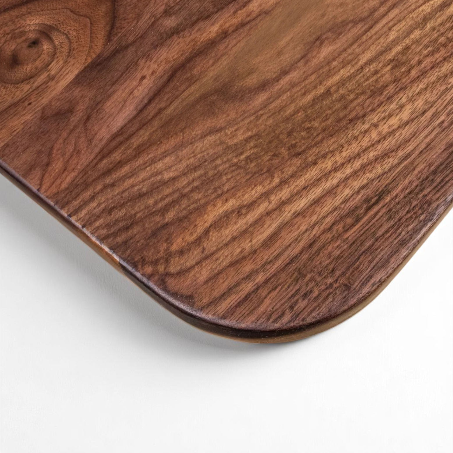 Soft-Edged Walnut Dining Table with Wood Legs in Japandi Style