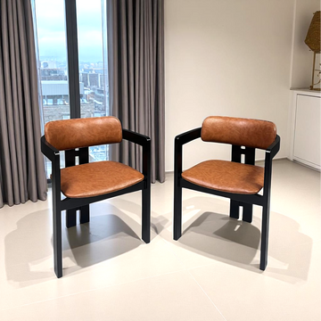 Mid-Century Luna Modern Faux Leather Dining Chair with Wooden Frame