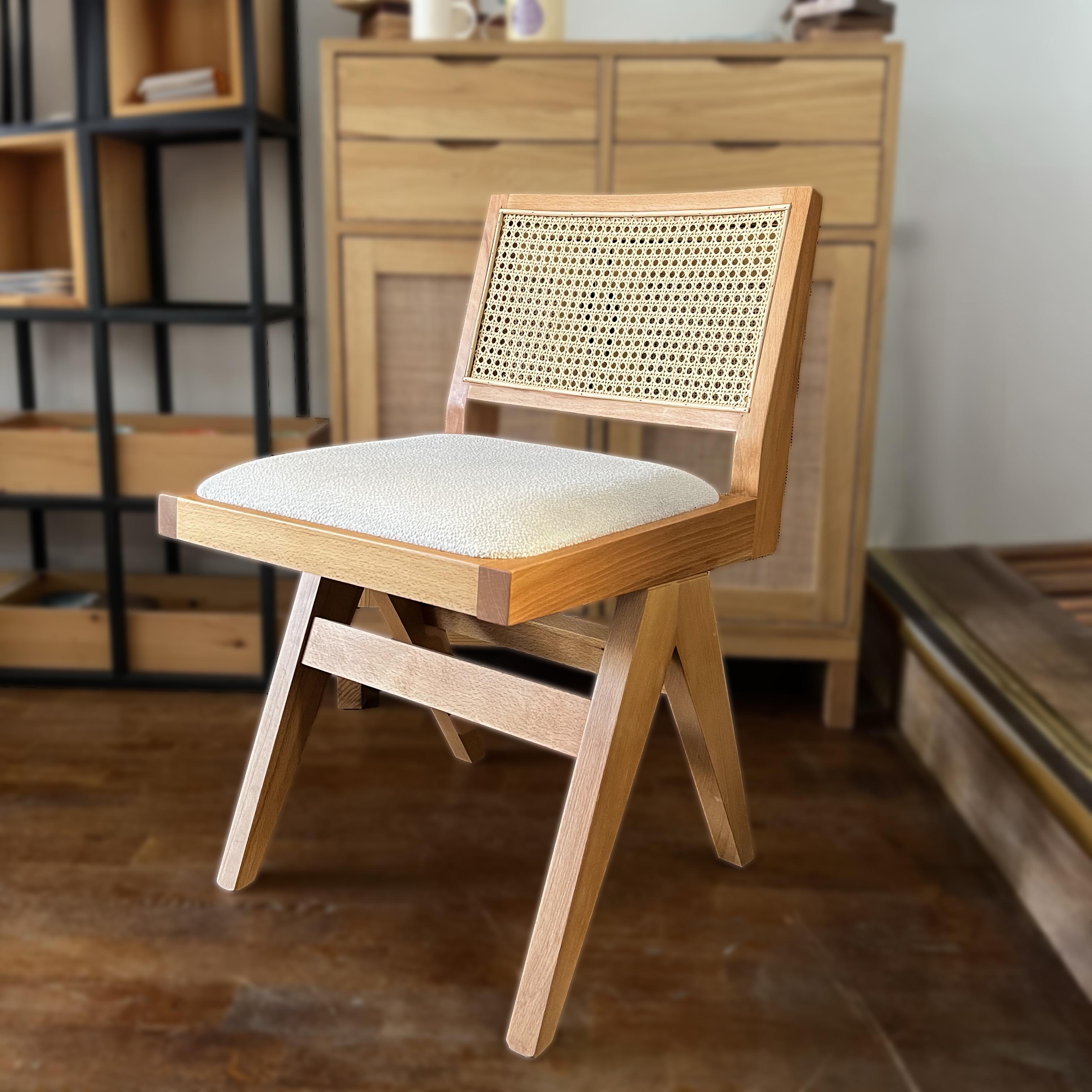 Set of 4 Pierre Wooden Rattan Dining Chair