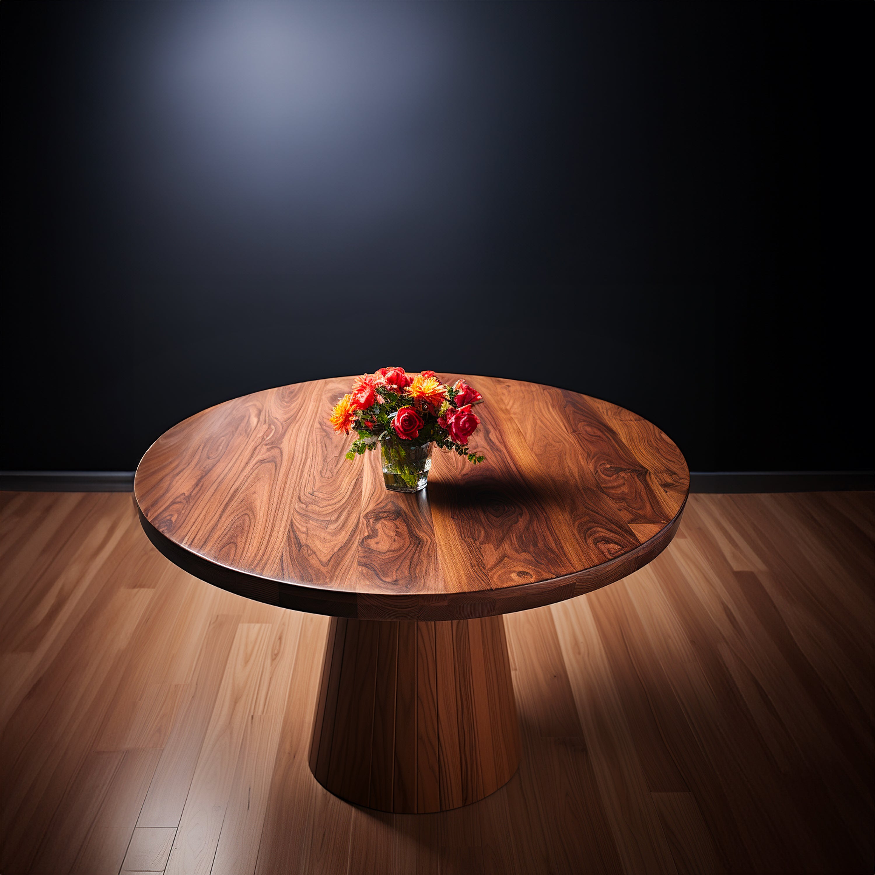 Japandi Round Walnut Table