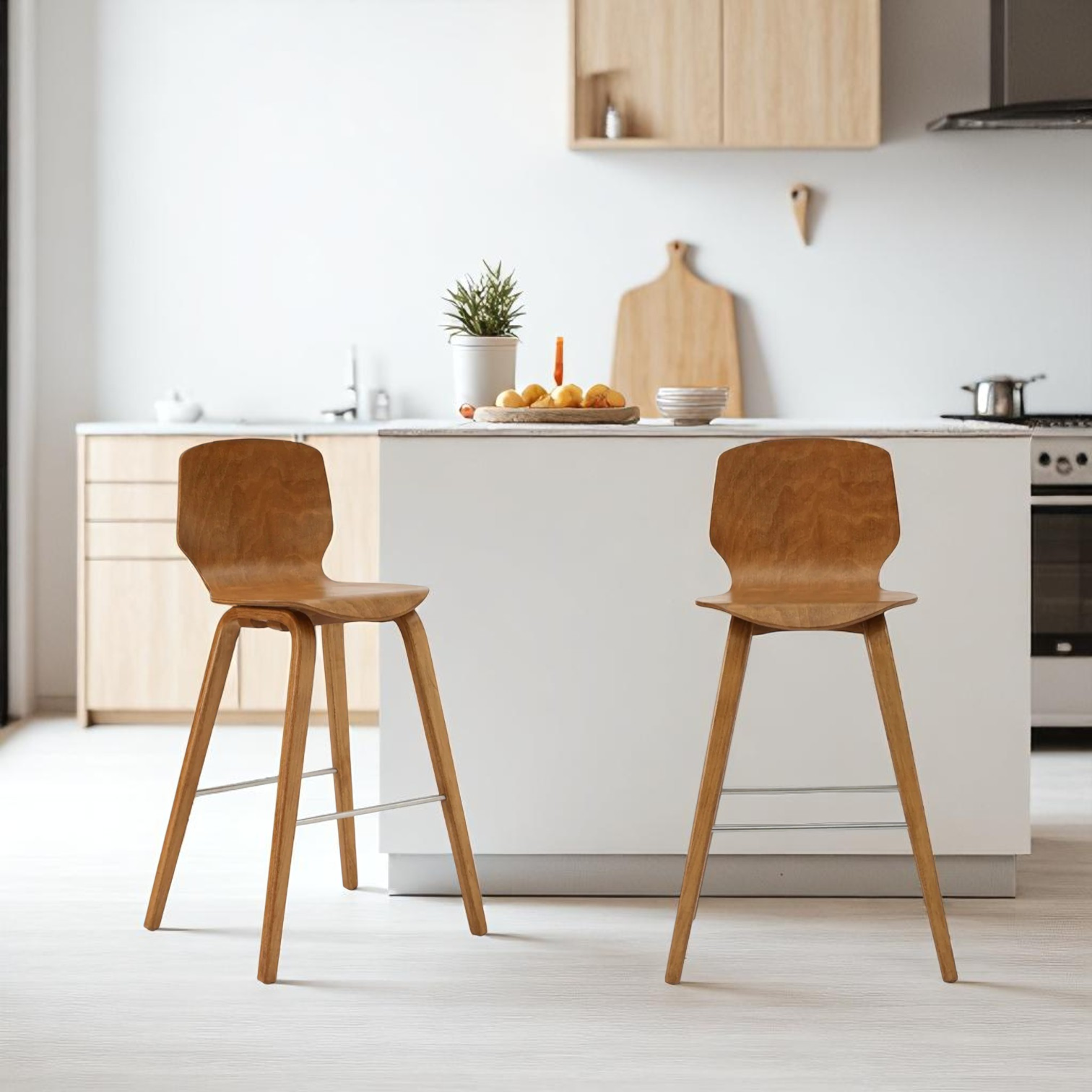 Scandinavian-Style Plywood Bar Stool with Minimalist Design