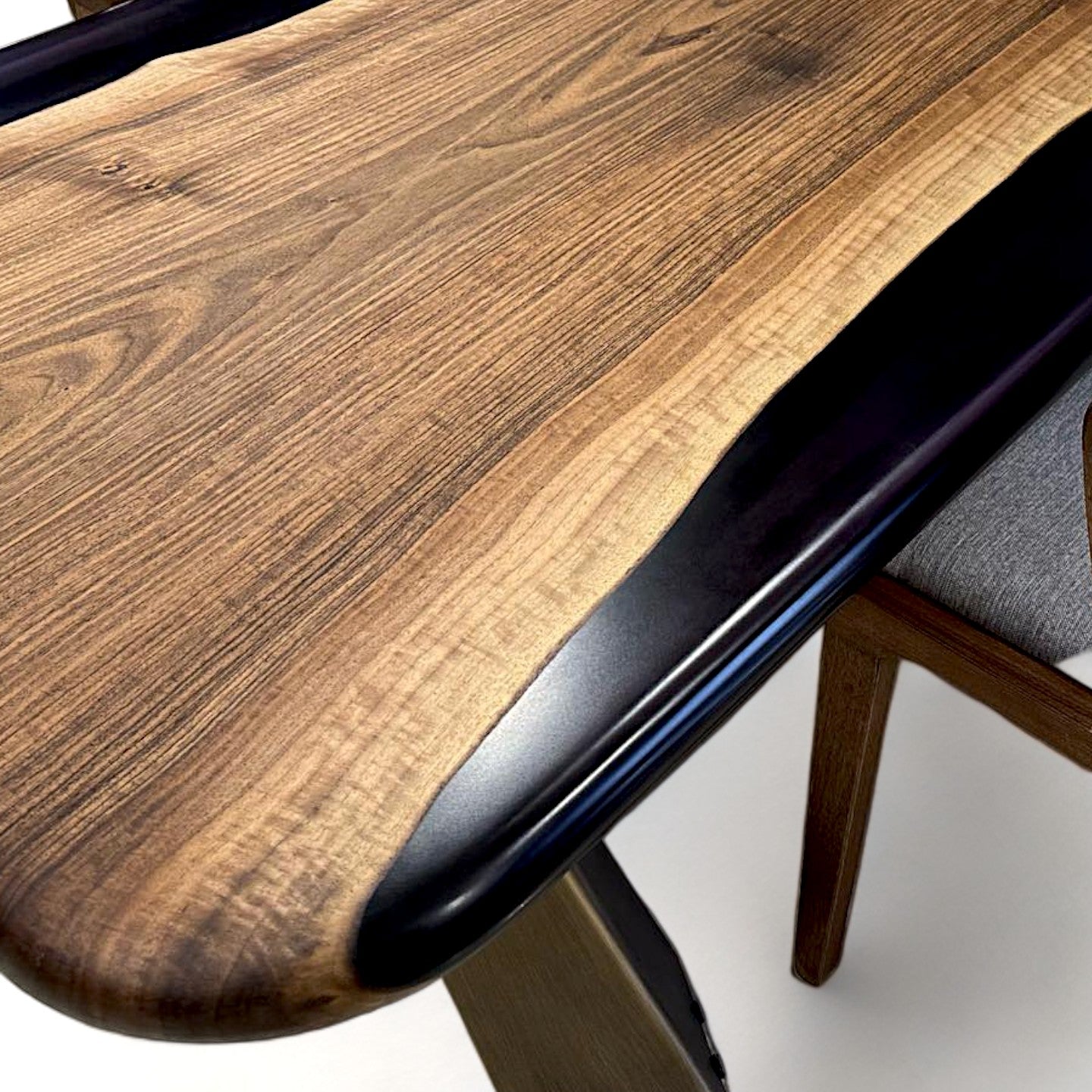 Dark Wood Epoxy Dining Table | Live Edge Walnut Resin River Table