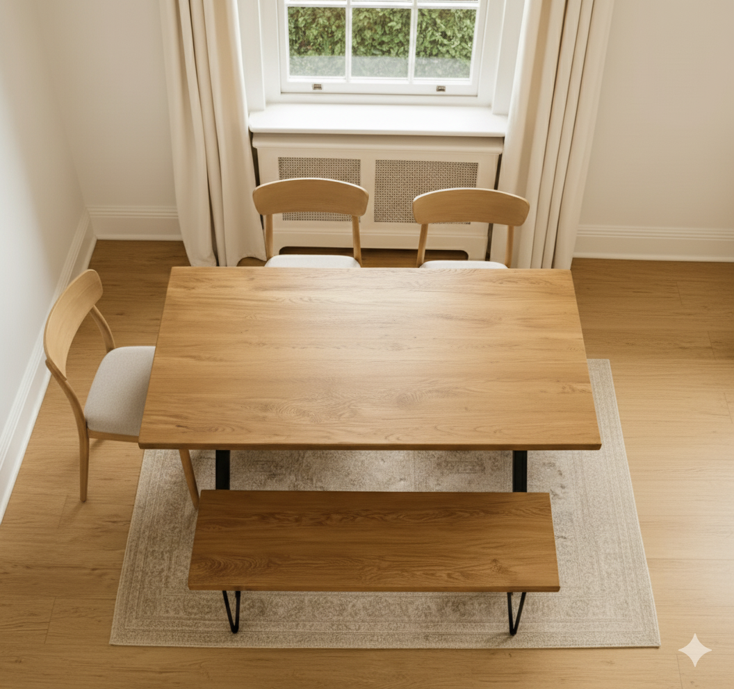 Solid Wood Bench | Industrial Bench | Pine Wood Dining Bench | Rustic Bench