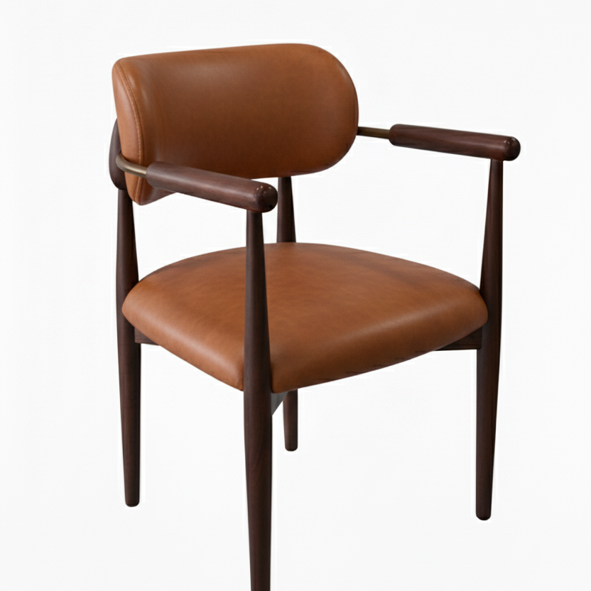 Black Wood Chair with Bronze Details