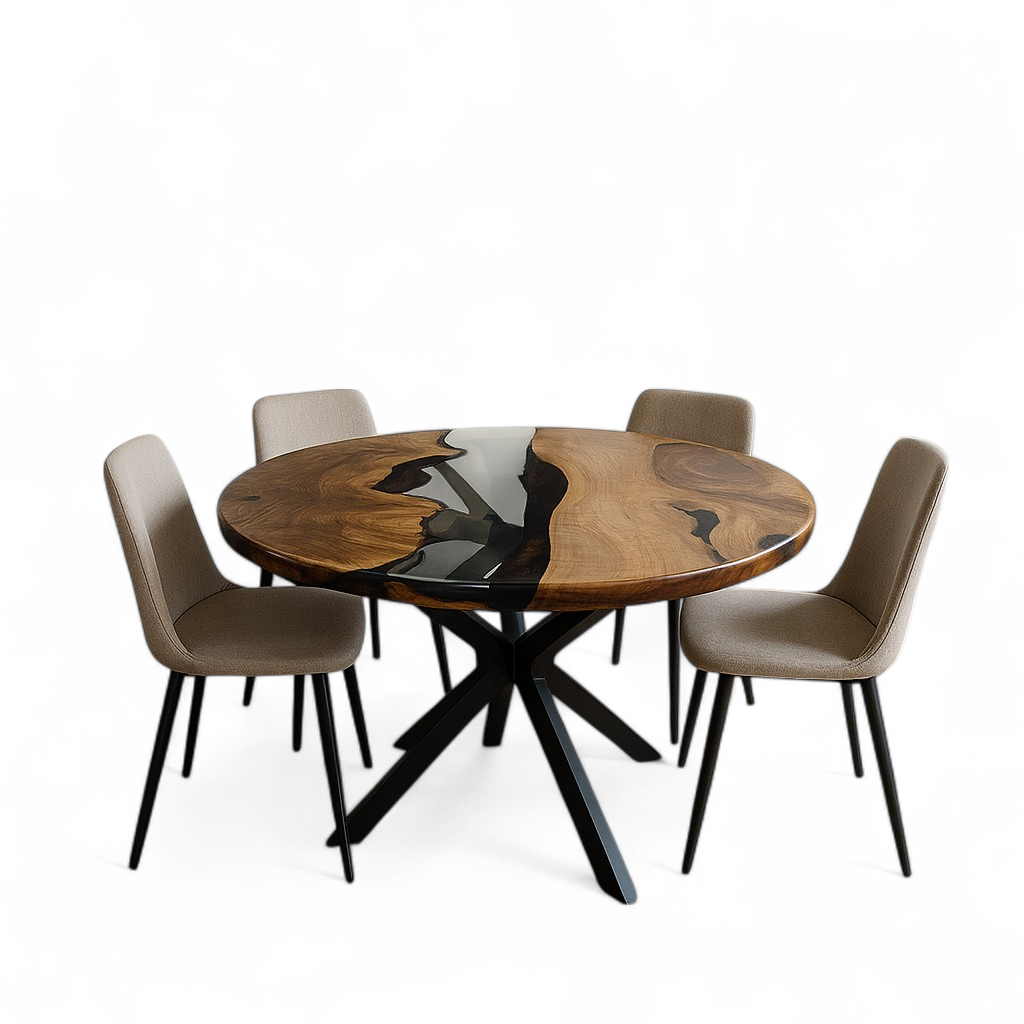 Transparent Epoxy Round Walnut Table