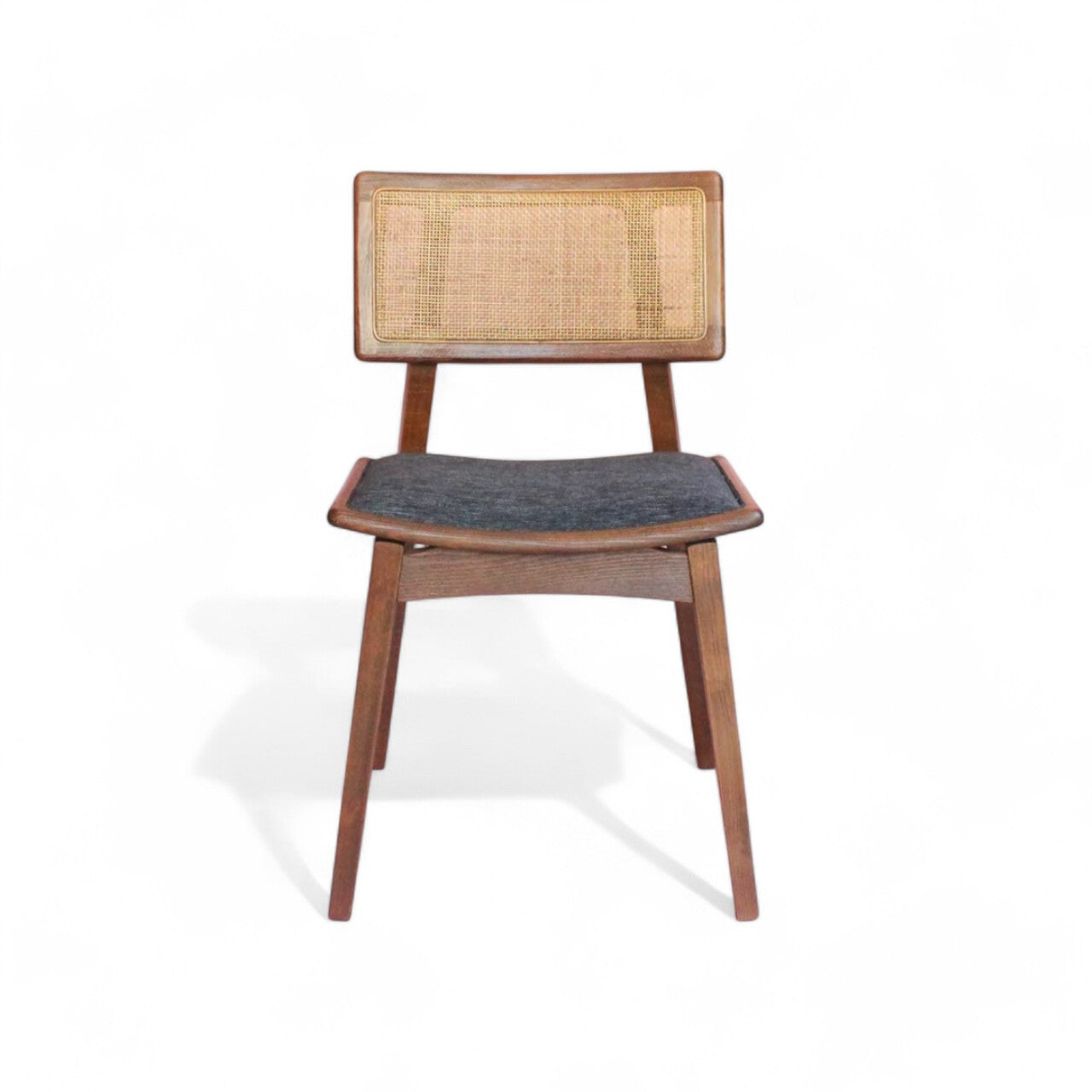Mid-Century Modern Rattan and Wooden Dining Chair