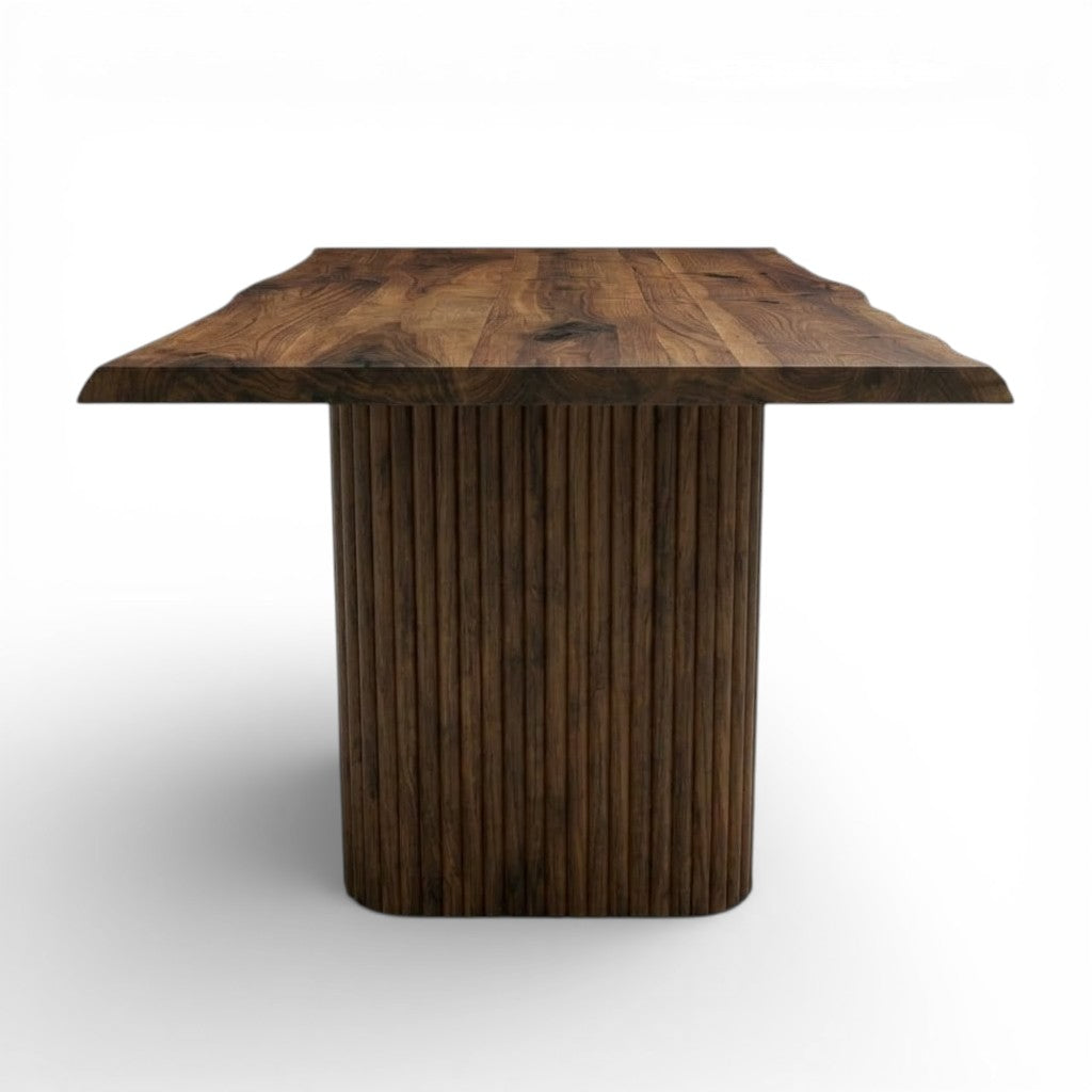 Half Fluted Column Solid Walnut Dining Table – 8–10 Seater