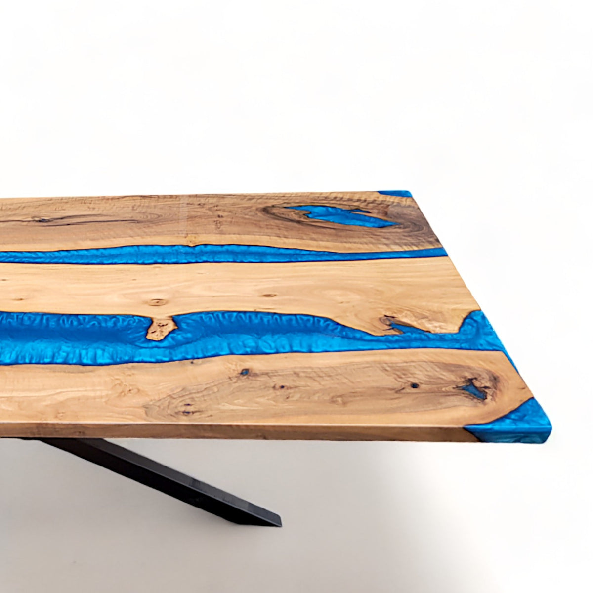 Blue Resin River Epoxy Table