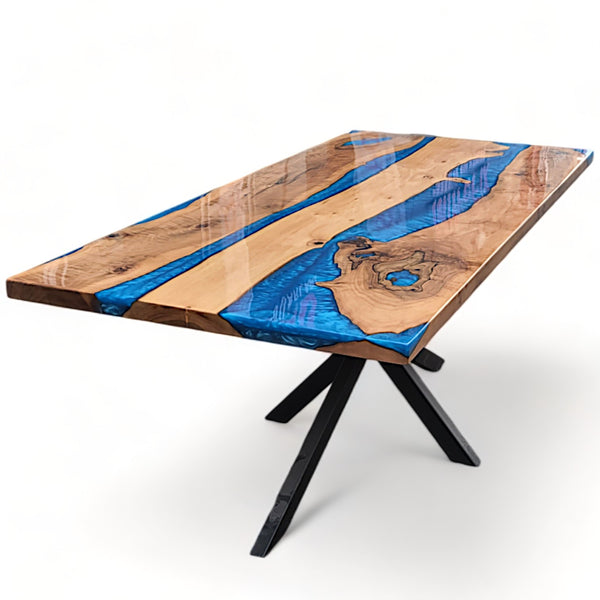 Blue Resin River Epoxy Table