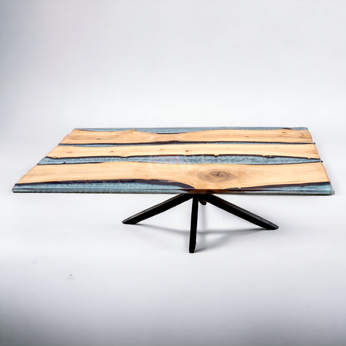 Resin River Grey Walnut Live Edge Table - The Industrial Furniture