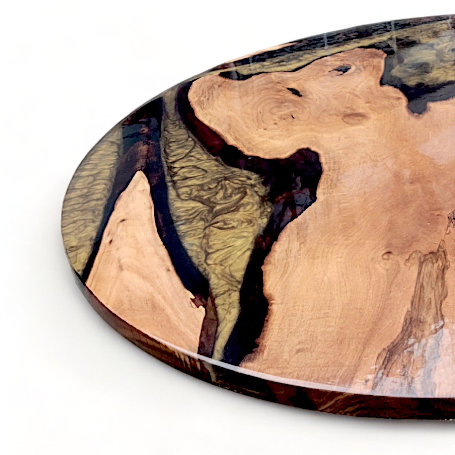 Round Gold Epoxy Resin River Table with Metal Leg