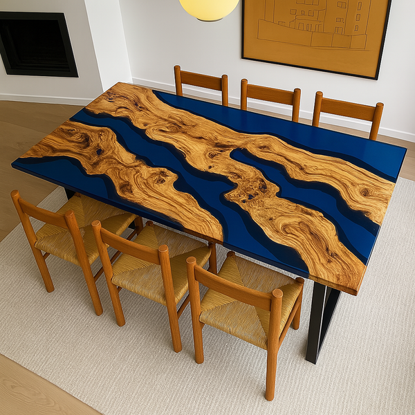 Transparent Blue Epoxy Table