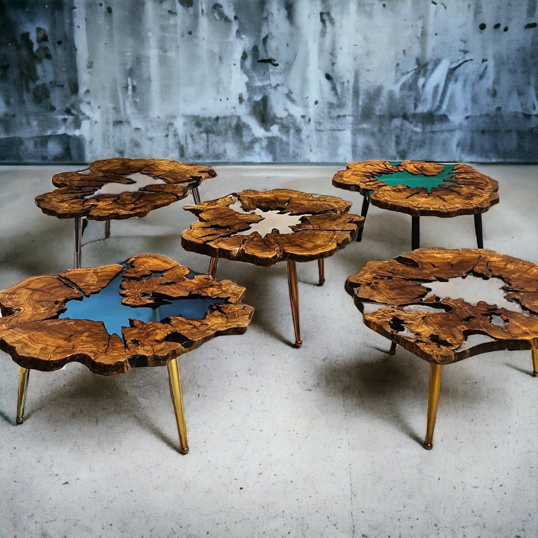 One of a Kind Live Edge Epoxy End Table The Industrial Furniture
