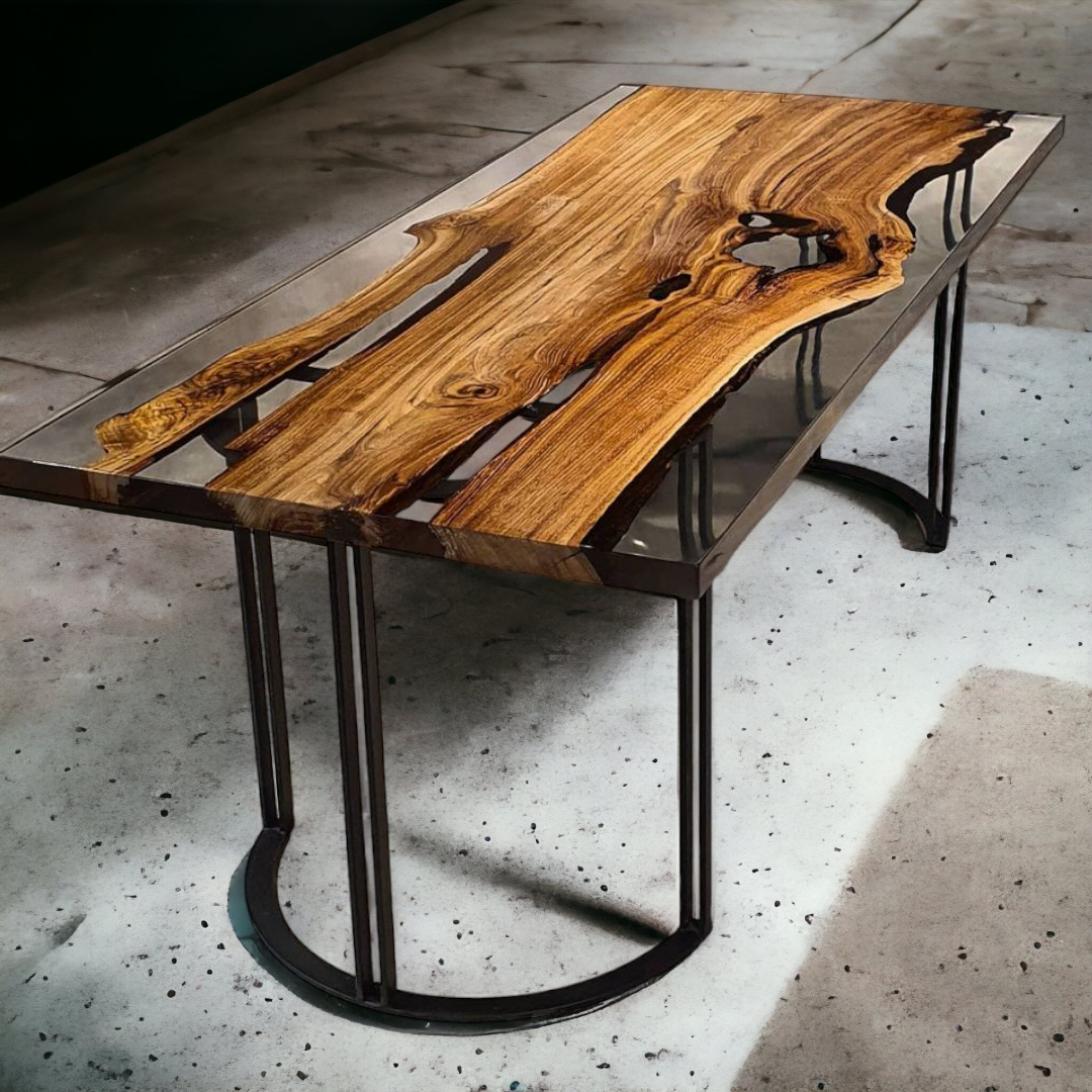 Black Resin Epoxy Solid Walnut Dining Table The Industrial Furniture