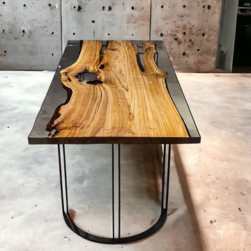Black Resin Epoxy Solid Walnut Dining Table The Industrial Furniture