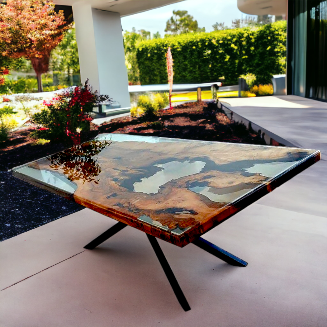 Transparent Epoxy Table Black Walnut Epoxy Dining Table The