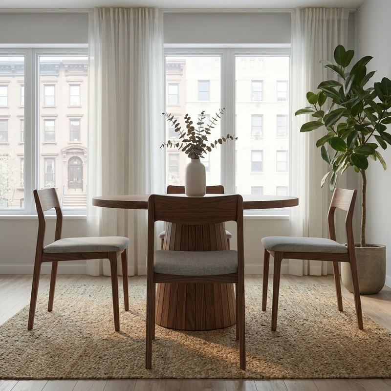 Japandi Round Walnut Table