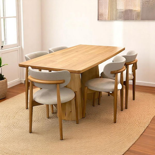 Scandinavian Style Natural Wood Large Dining Table