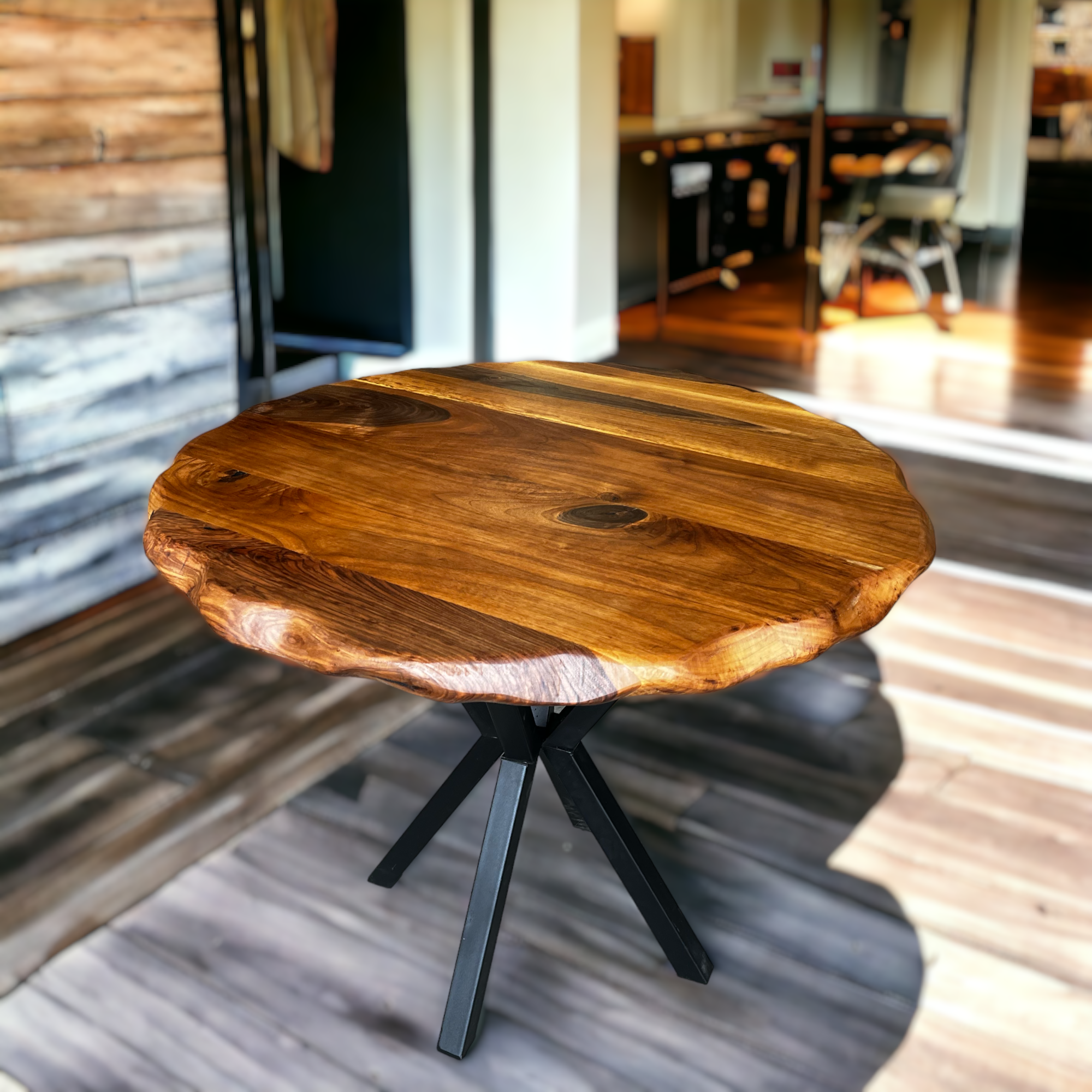 Round live deals edge epoxy table