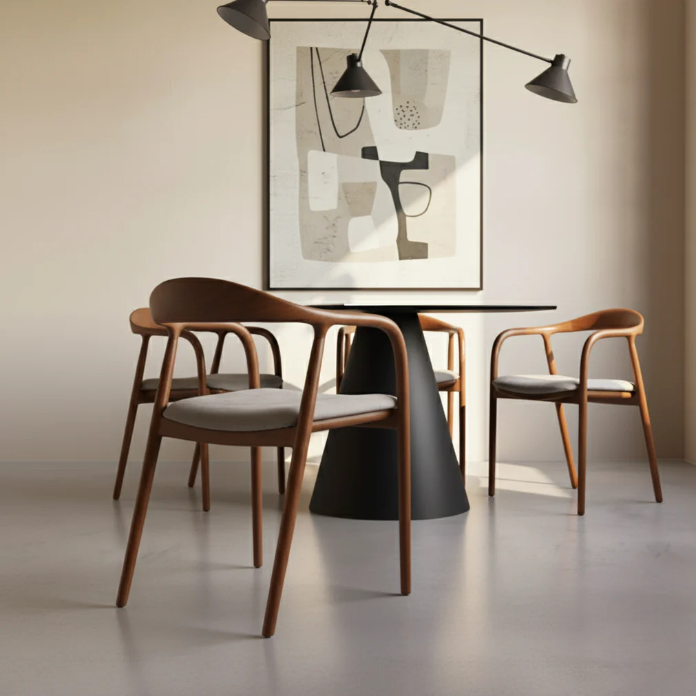 Set of 4 Mid Century Modern Wooden Walnut Colour Dining Chair