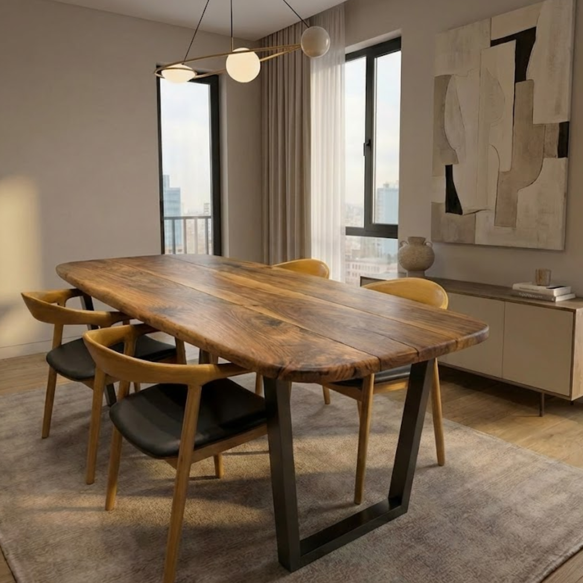 Smooth Edge Walnut Dining Table