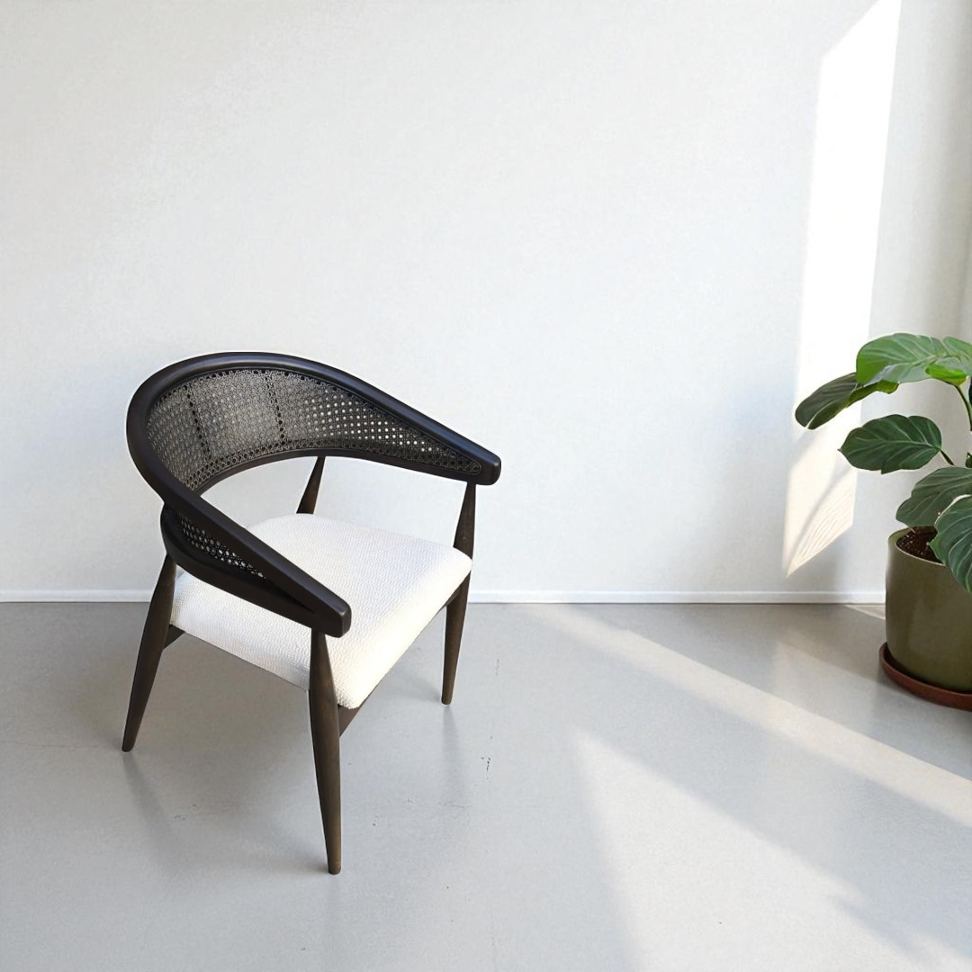 Gazelle Black Rattan Wood Chair