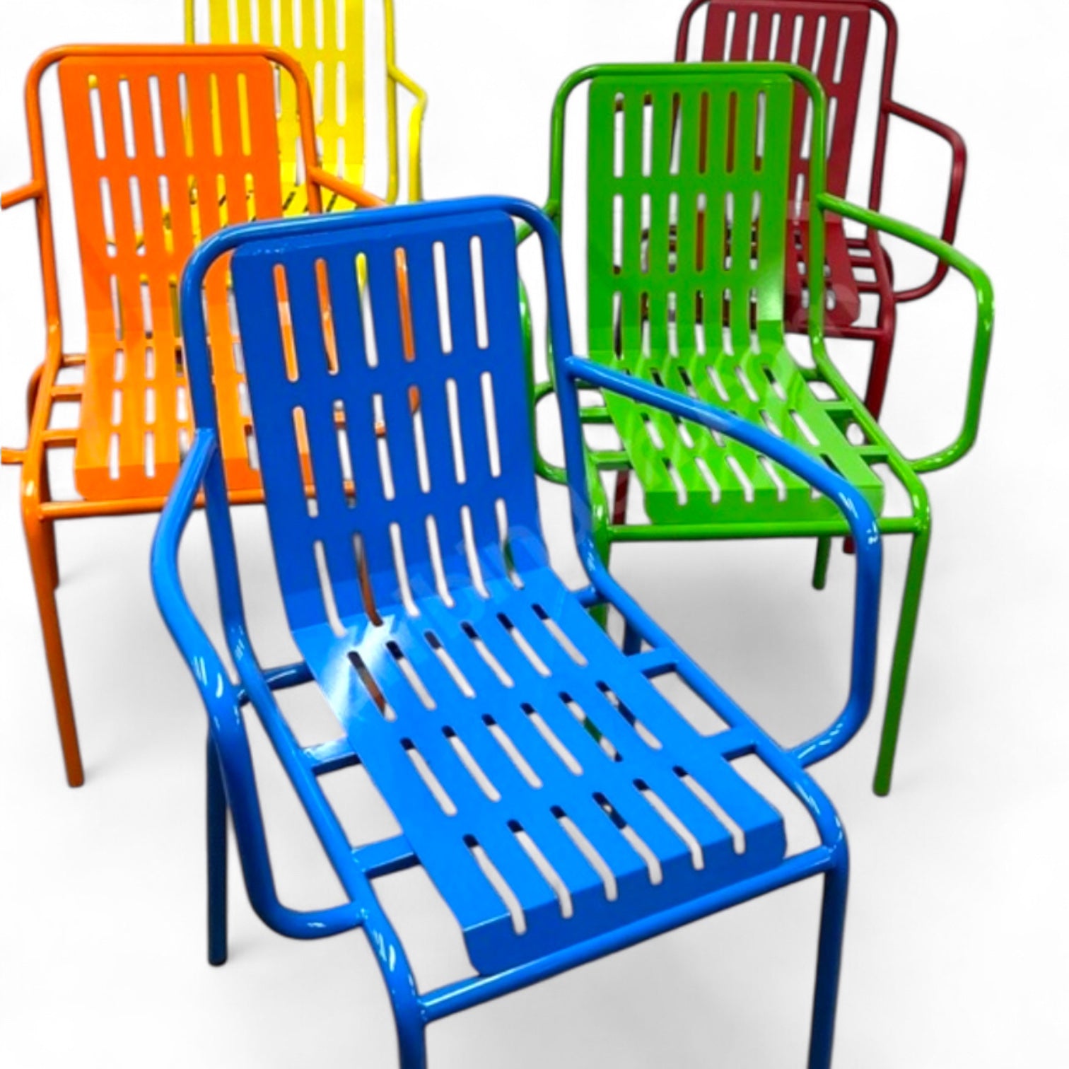 Blue Metal Outdoor Garden Chair