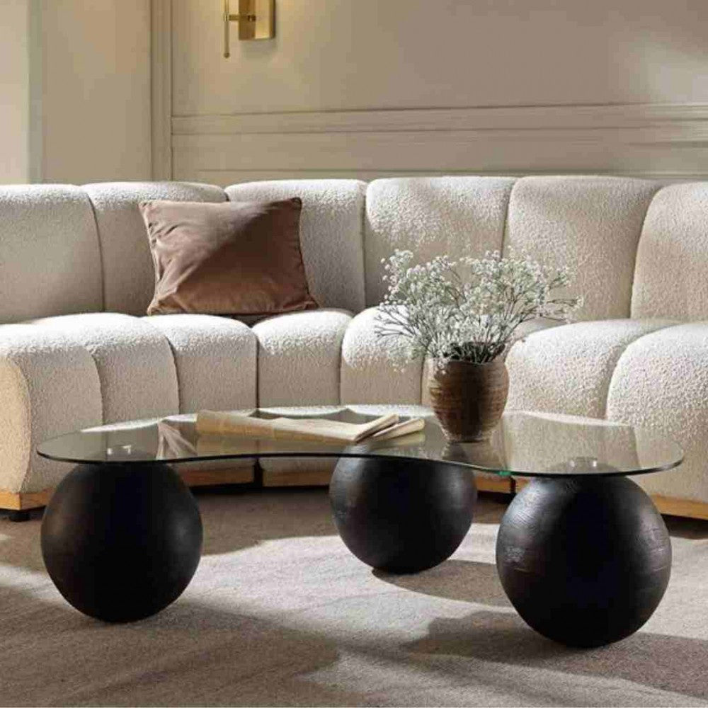 Kidney Shaped Glass Coffee Table