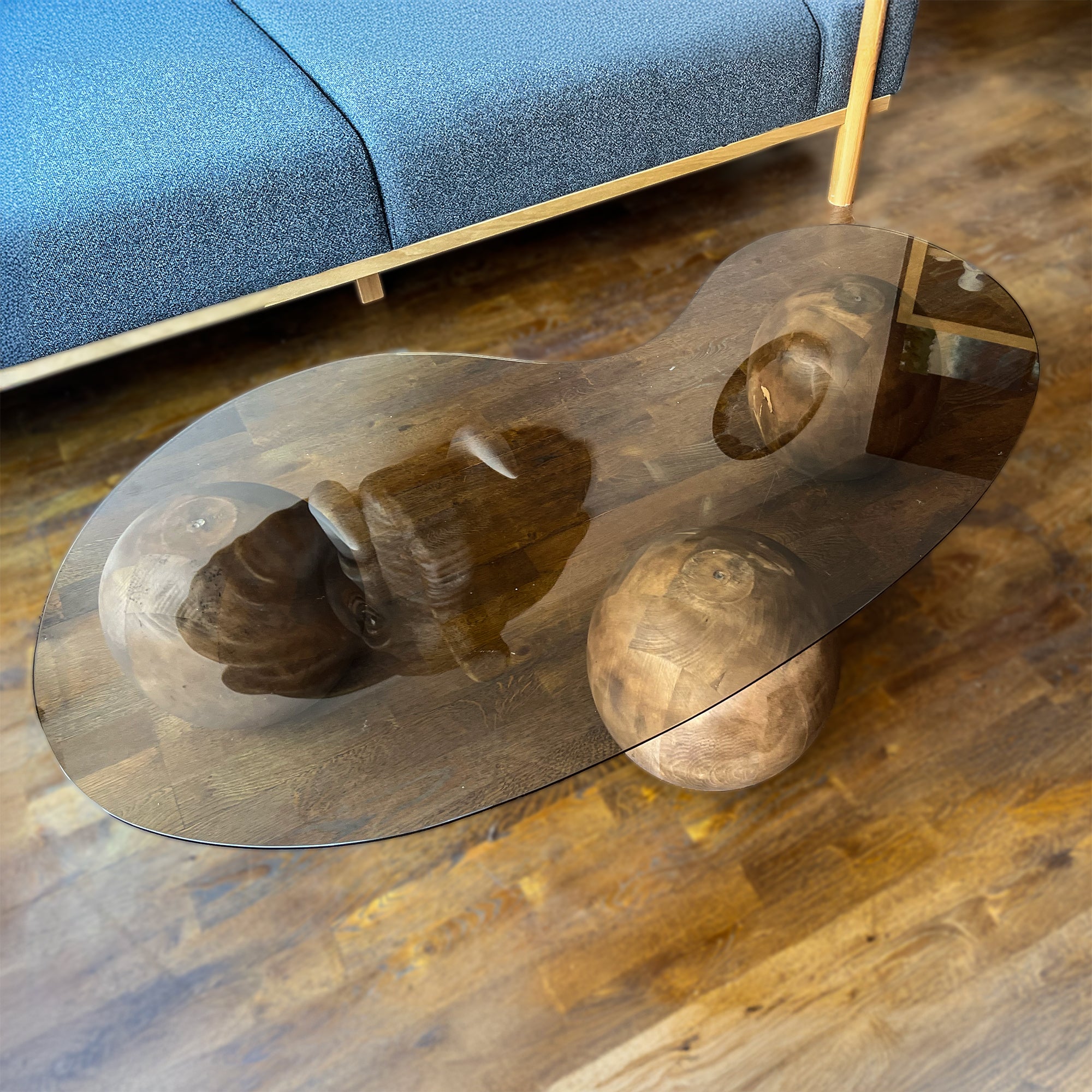 Kidney Shaped Glass Coffee Table