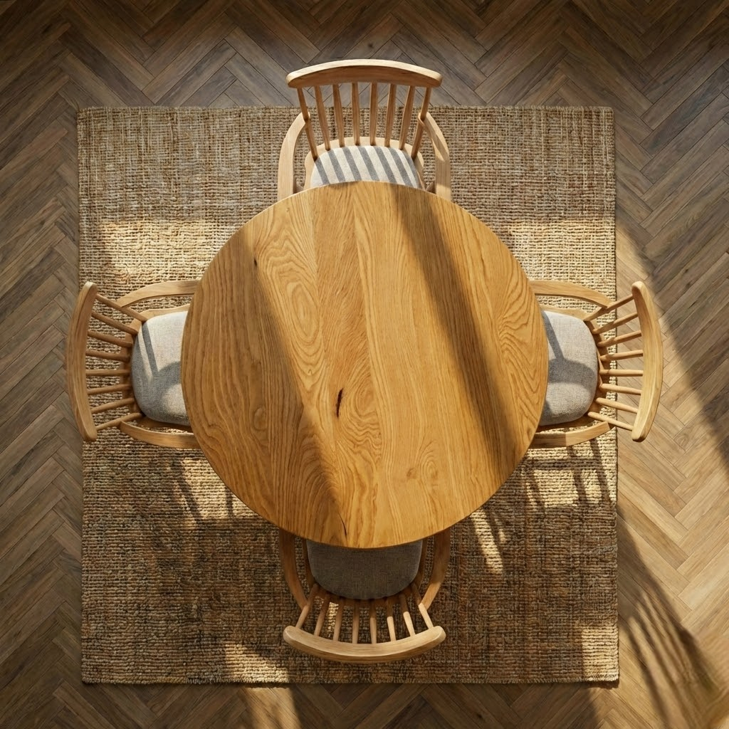 Round Solid Chestnut Dining Table
