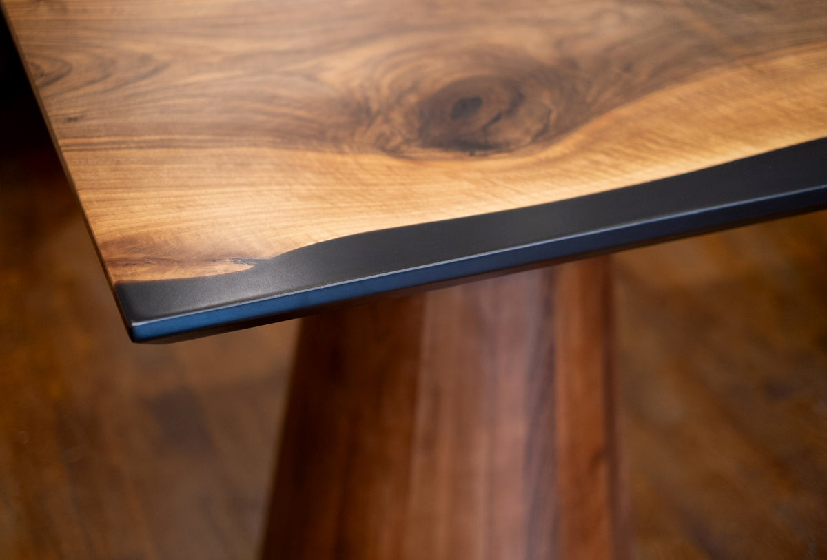 One Piece Walnut Black Epoxy Resin Conference Table