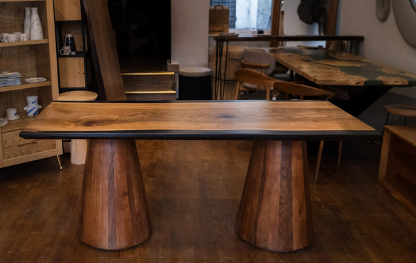 One Piece Walnut Black Epoxy Resin Conference Table