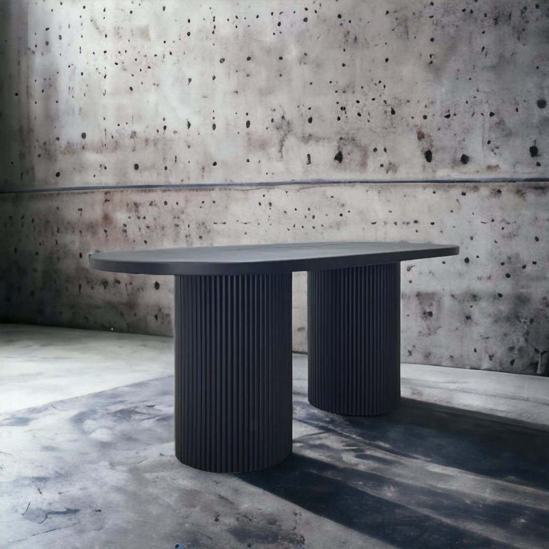 Japandi Style Black Oval Wood Table