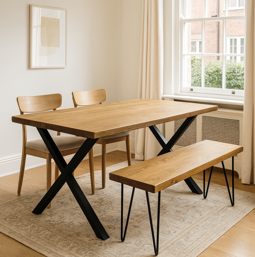 Solid Wood Bench | Industrial Bench | Pine Wood Dining Bench | Rustic Bench