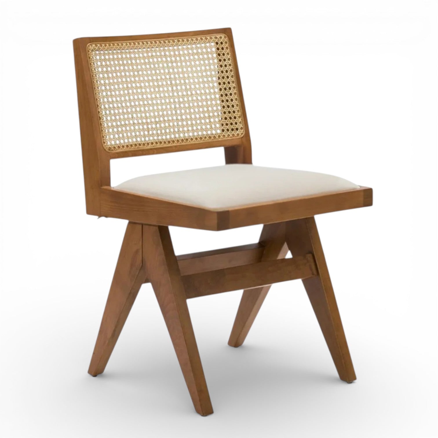 Pierre Wooden Rattan Dark Oak Dining Chair with Customised Upholstered Seat
