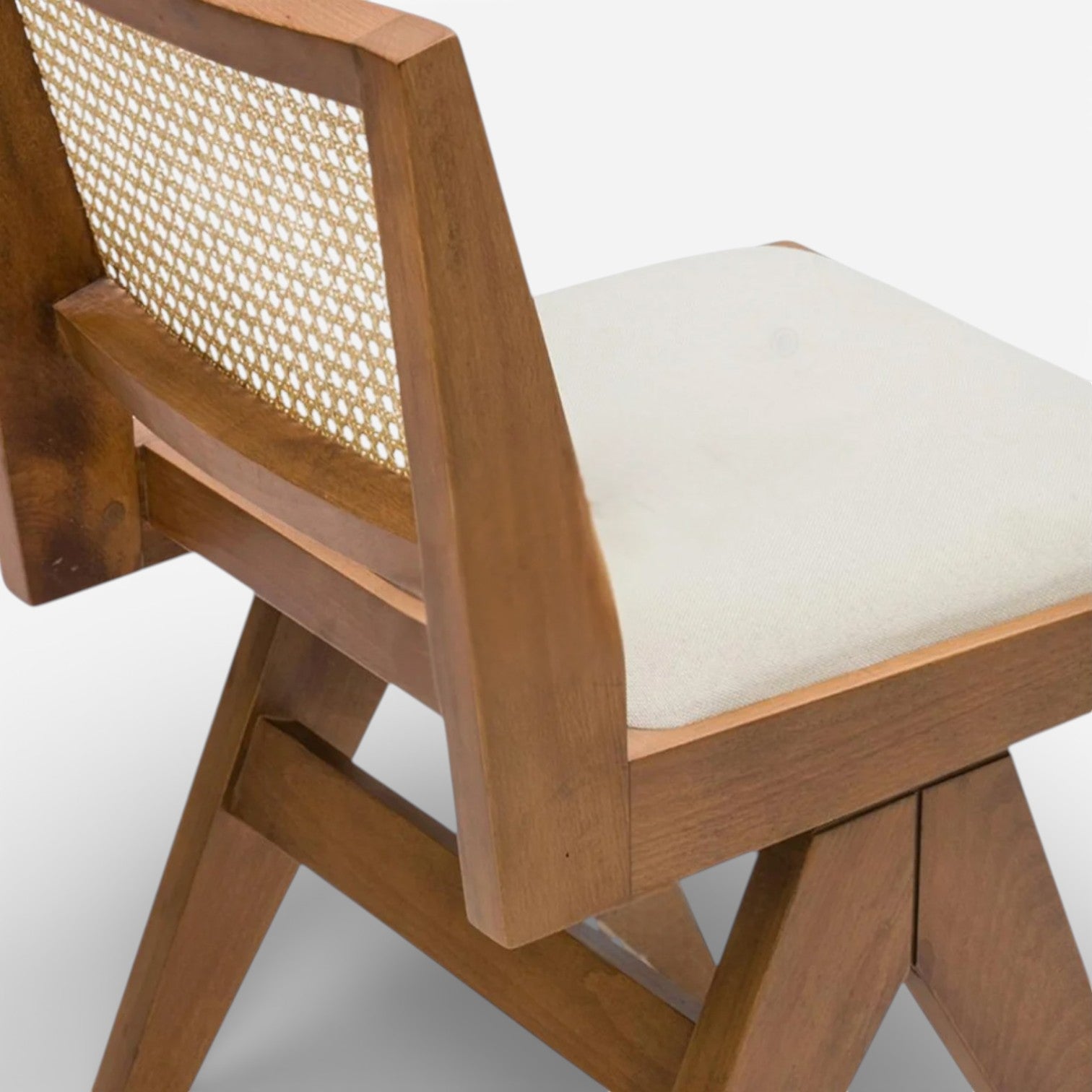 Pierre Wooden Rattan Dark Oak Dining Chair with Customised Upholstered Seat