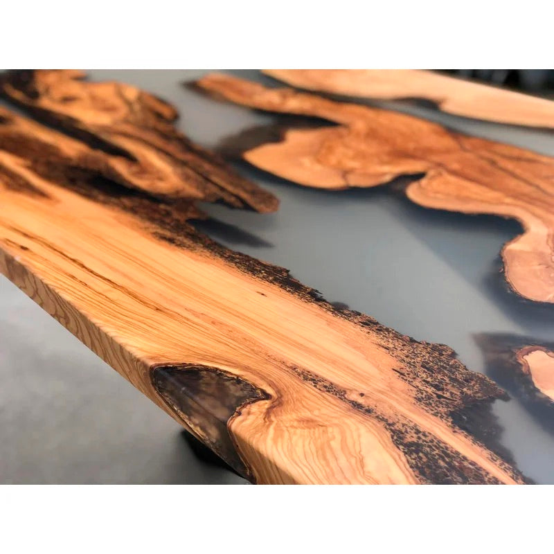 Black Walnut Transparent Smoke Epoxy Table - Long Dining Resin Table