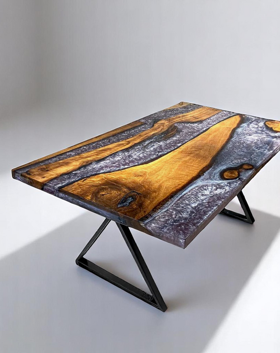 Purple Resin Epoxy Walnut Table