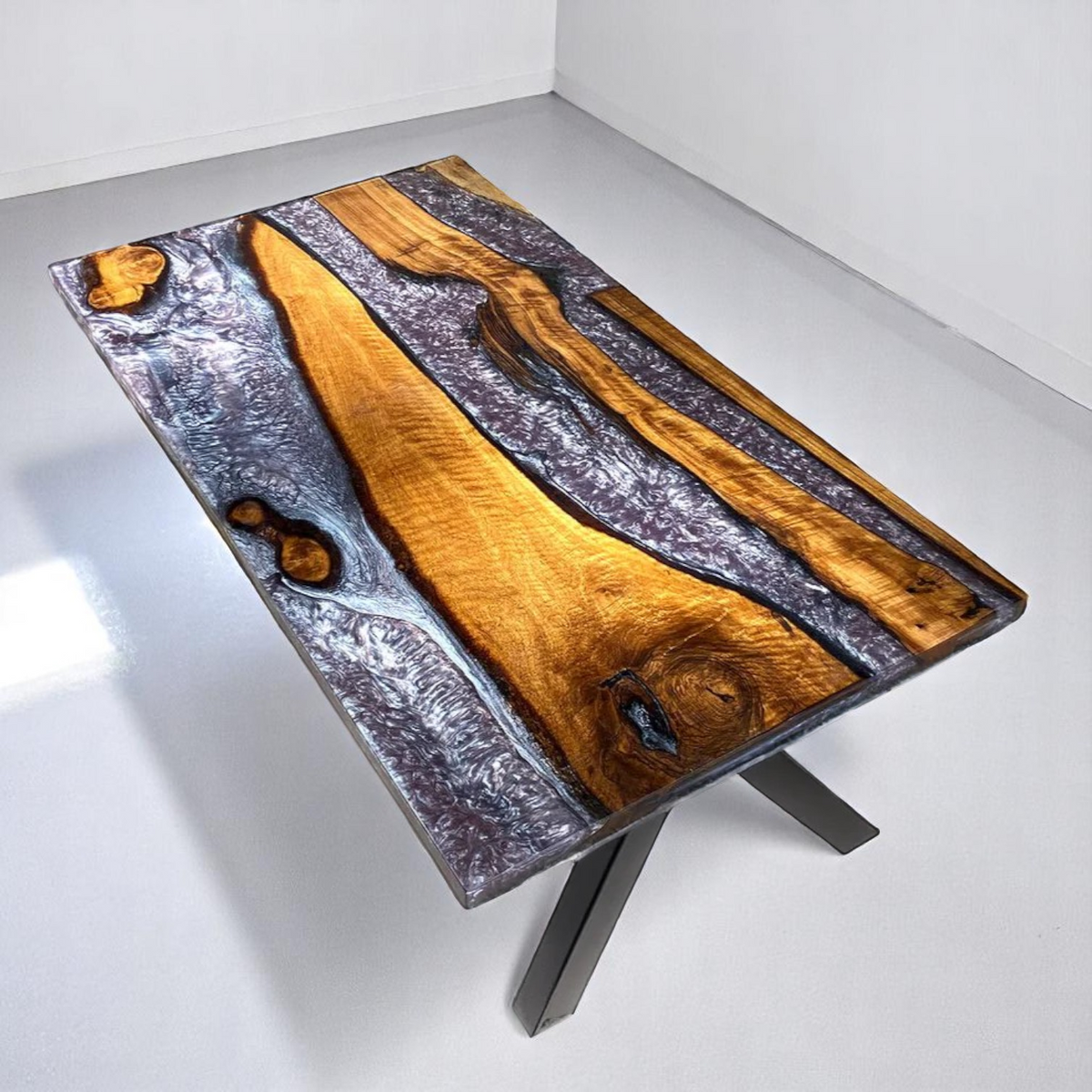 Purple Resin Epoxy Walnut Table