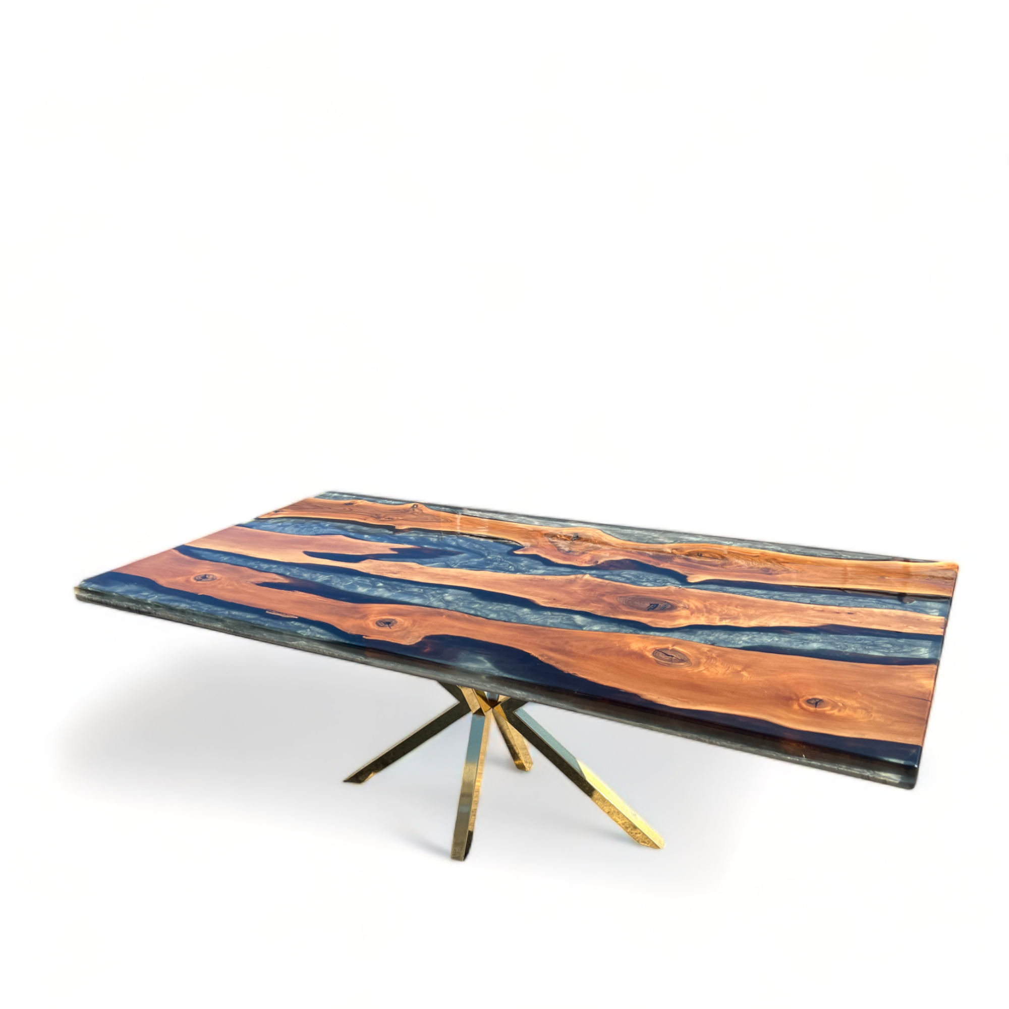 Handcrafted Resin River Epoxy Walnut Table