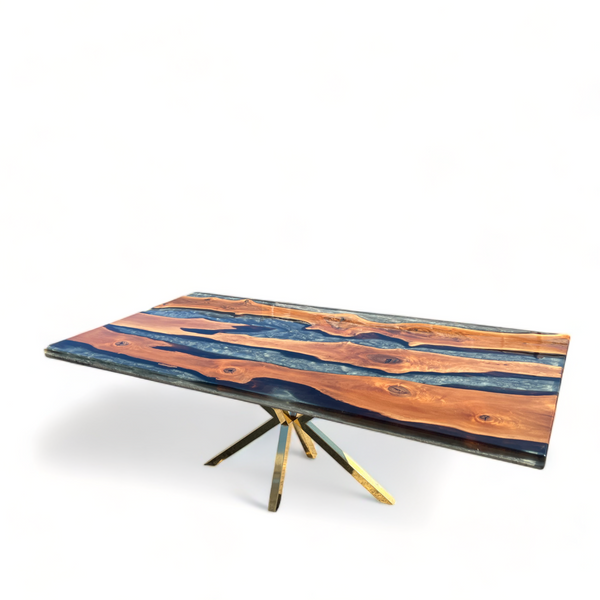 Handcrafted Resin River Epoxy Walnut Table