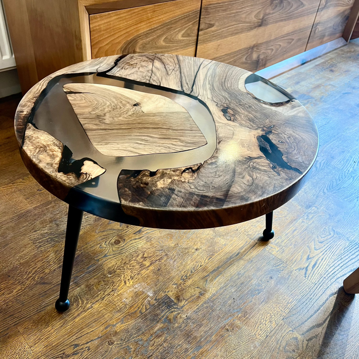One of a Kind Live Edge Epoxy End Table