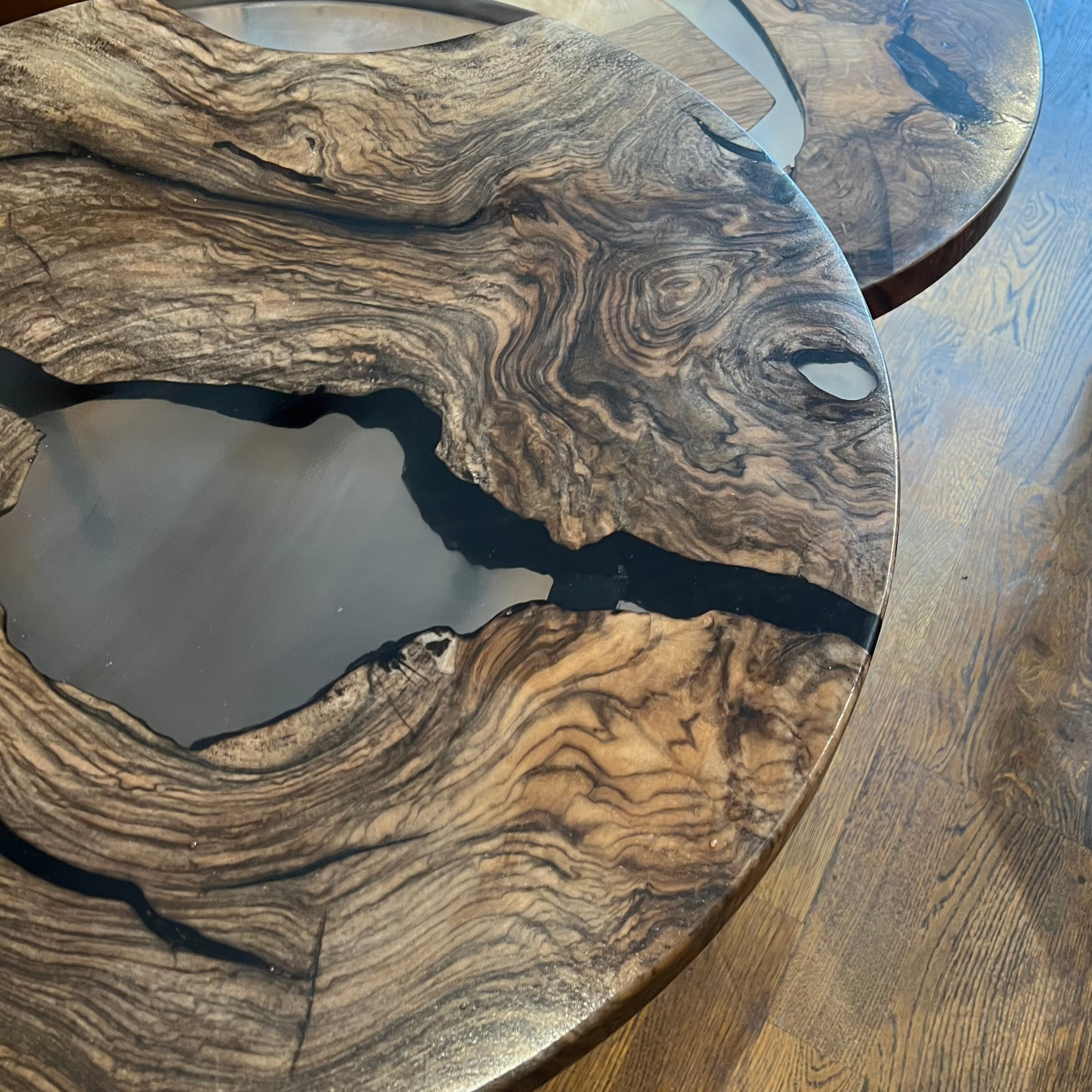 One of a Kind Live Edge Epoxy End Table