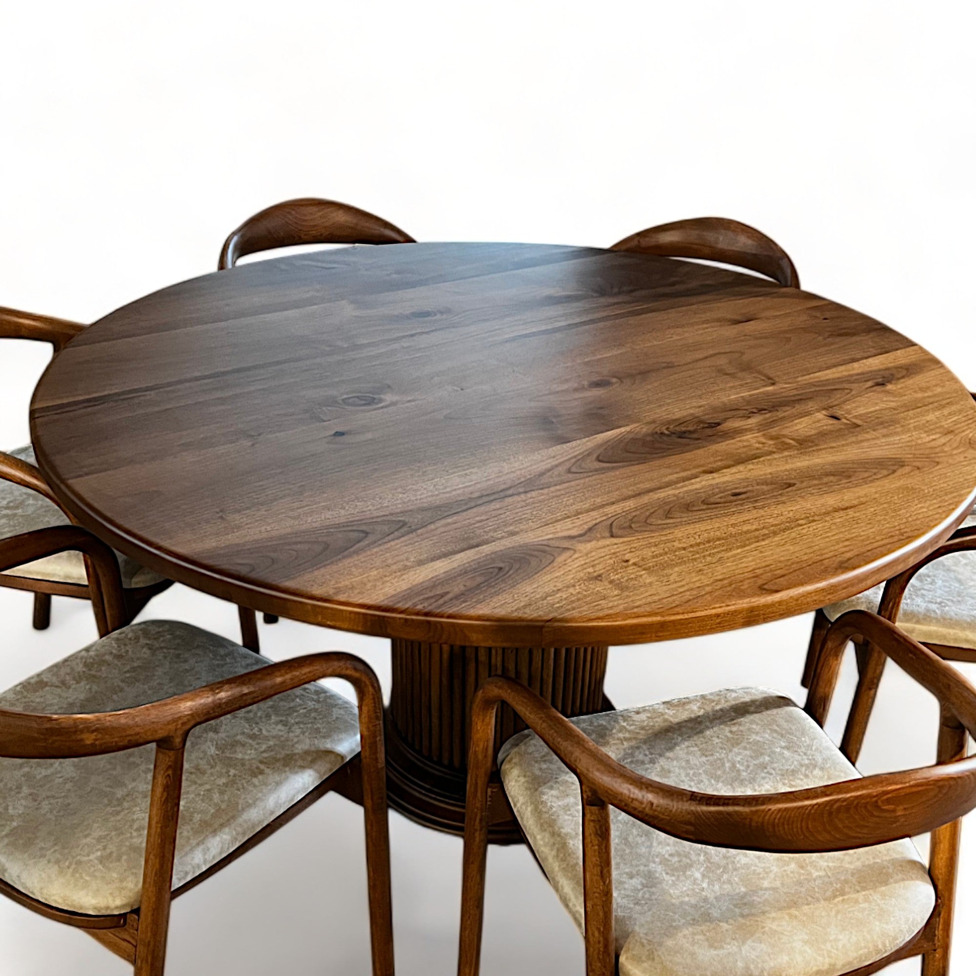 Midcentury Round Walnut Table