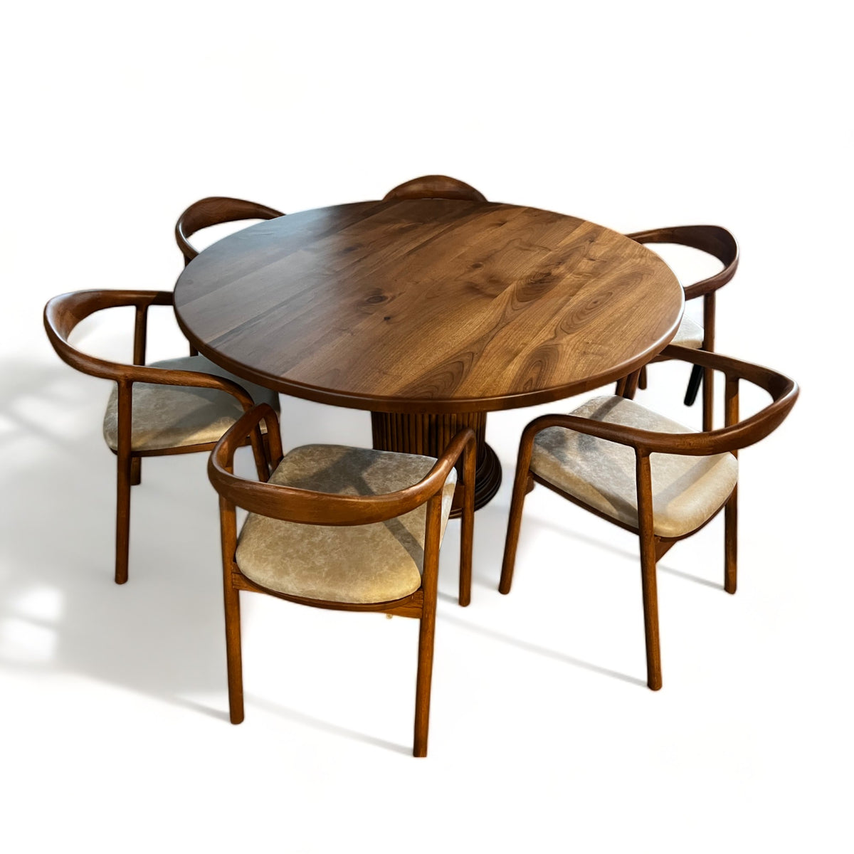 Midcentury Round Walnut Table